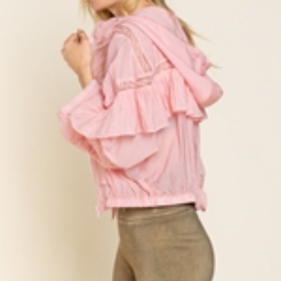 Last One! NWT POL Pink Hooded Light Weight Barbie Workout Jacket S/M/L - Picture 9 of 14